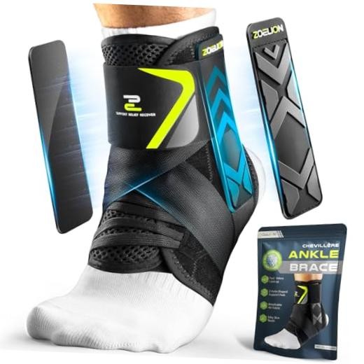 Ankle Brace for Men Women with Auto-adaptive Side Pads, M /Pack of 1 Black