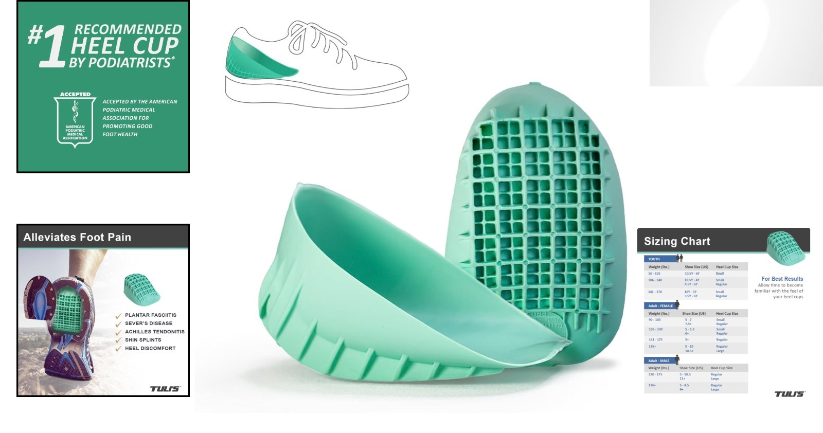 Tuli’s Heavy Duty Heel Cups – Shock-Absorbing Inserts for Heel Pain Relief