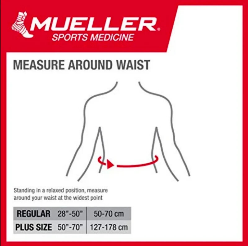 Black MUELLER Adjustable BACK BRACE Support w/ Removable Lumbar Pad ~ PLUS SIZE
