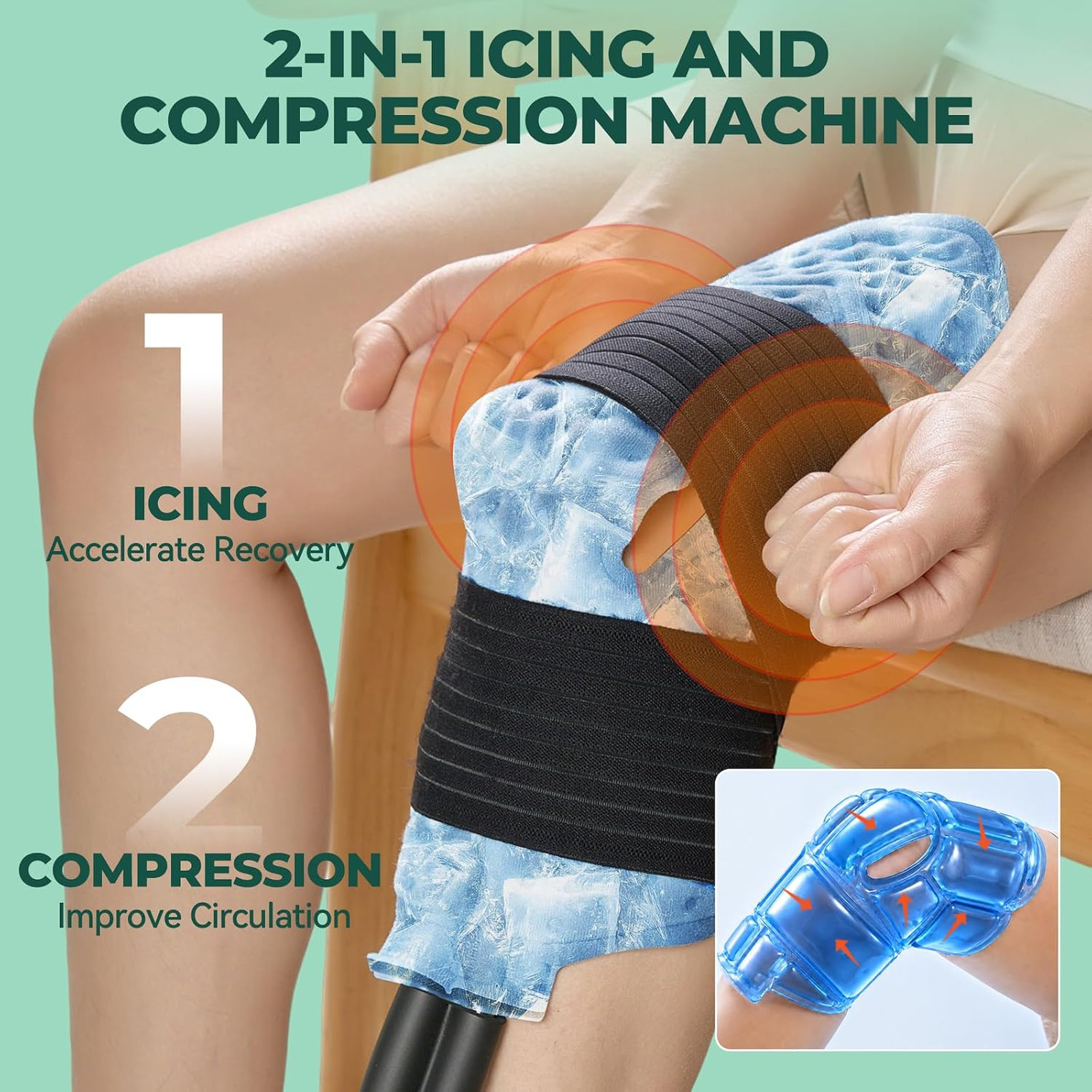 Ice Machine for Knee After Surgery w/Compression, Hip Replacement Cold Therapy