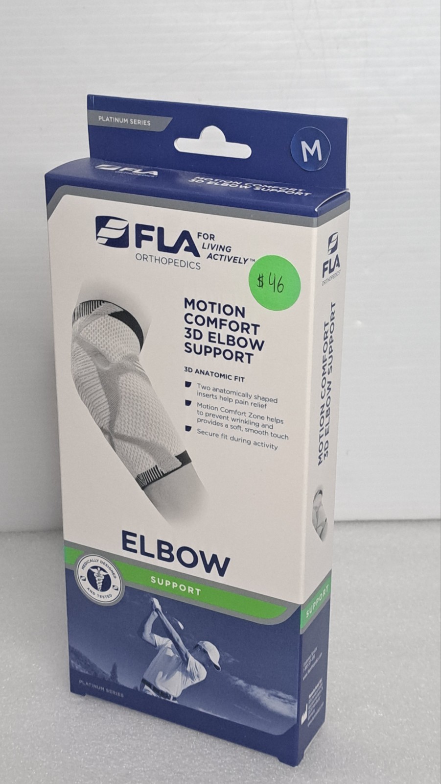 FLA Orthopedics Motion Comfort 3D Elbow Support White/Grey M & S New in a Box