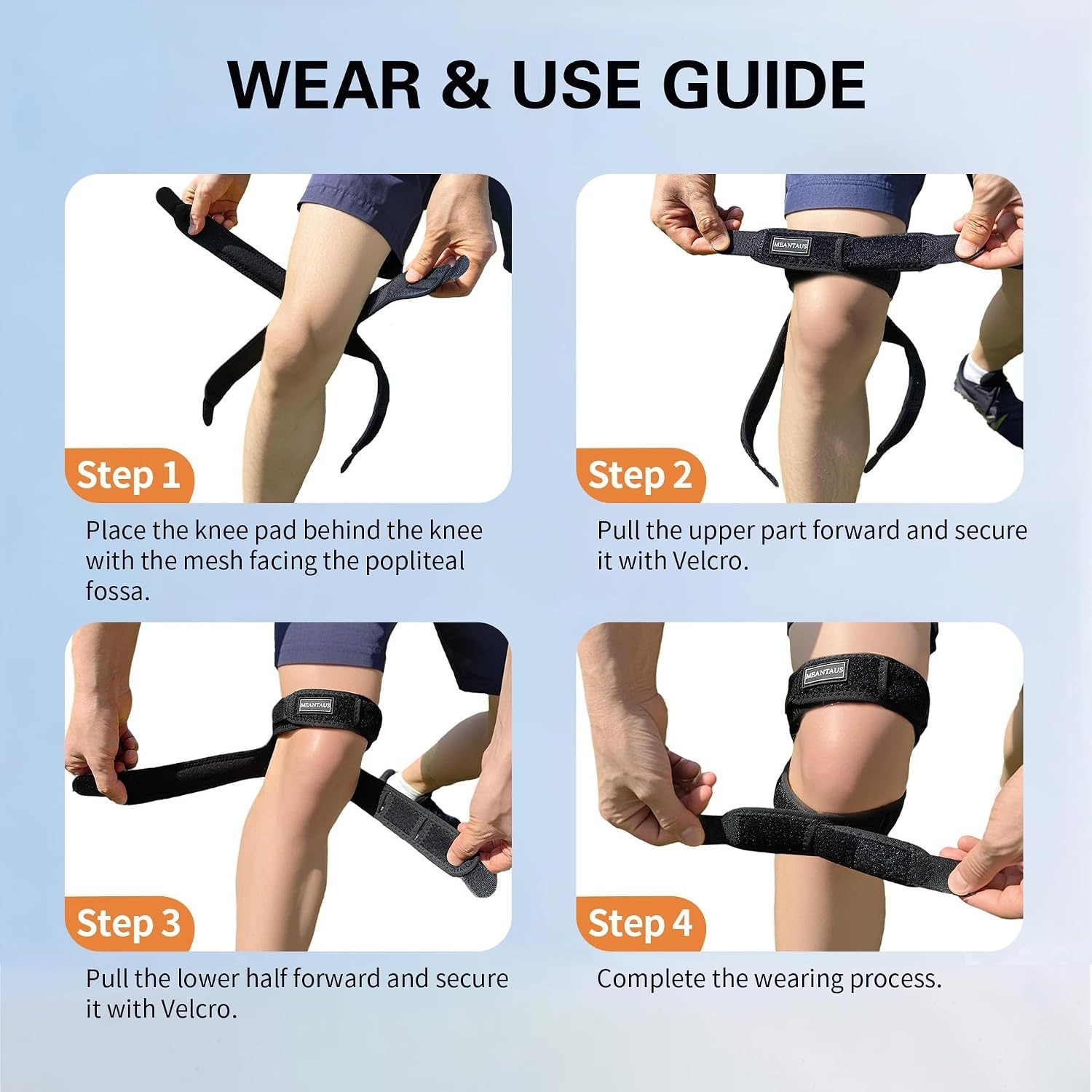 Dual Patella Knee Strap 2-Pack Adjustable Open Patella Brace Black Size L