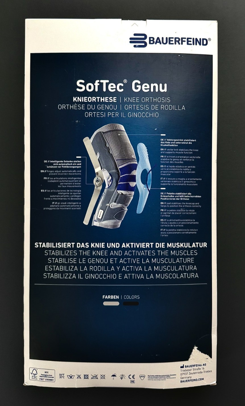 New Bauerfeind SofTec Genu Knee Brace – Left Knee Orthosis Size 5