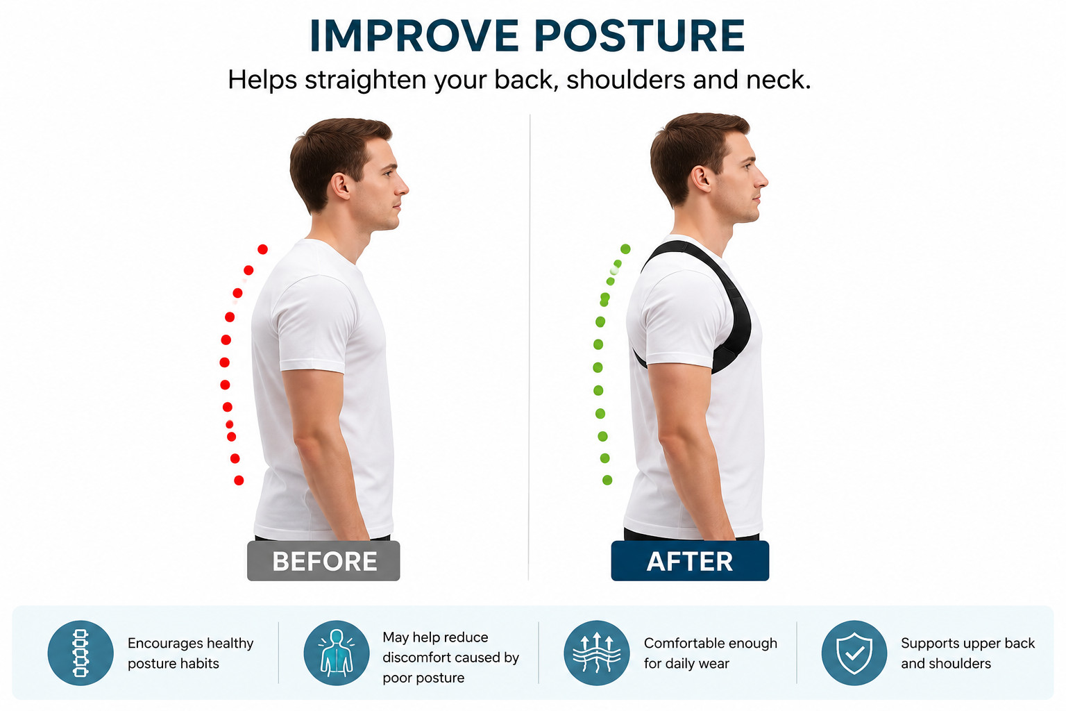 Posture Corrector for Women and Men, Adjustable and Breathable Upper Back Brace