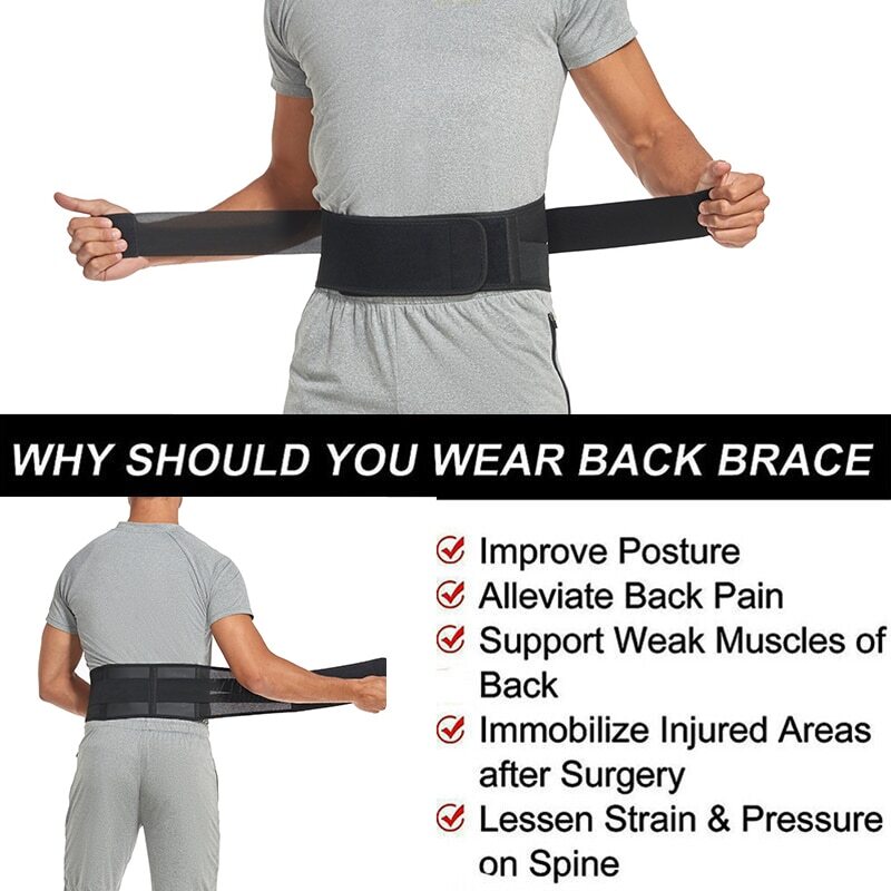 Men & Women Lumbar Waist Support Brace Compression Belt Lower Back Pain Relief
