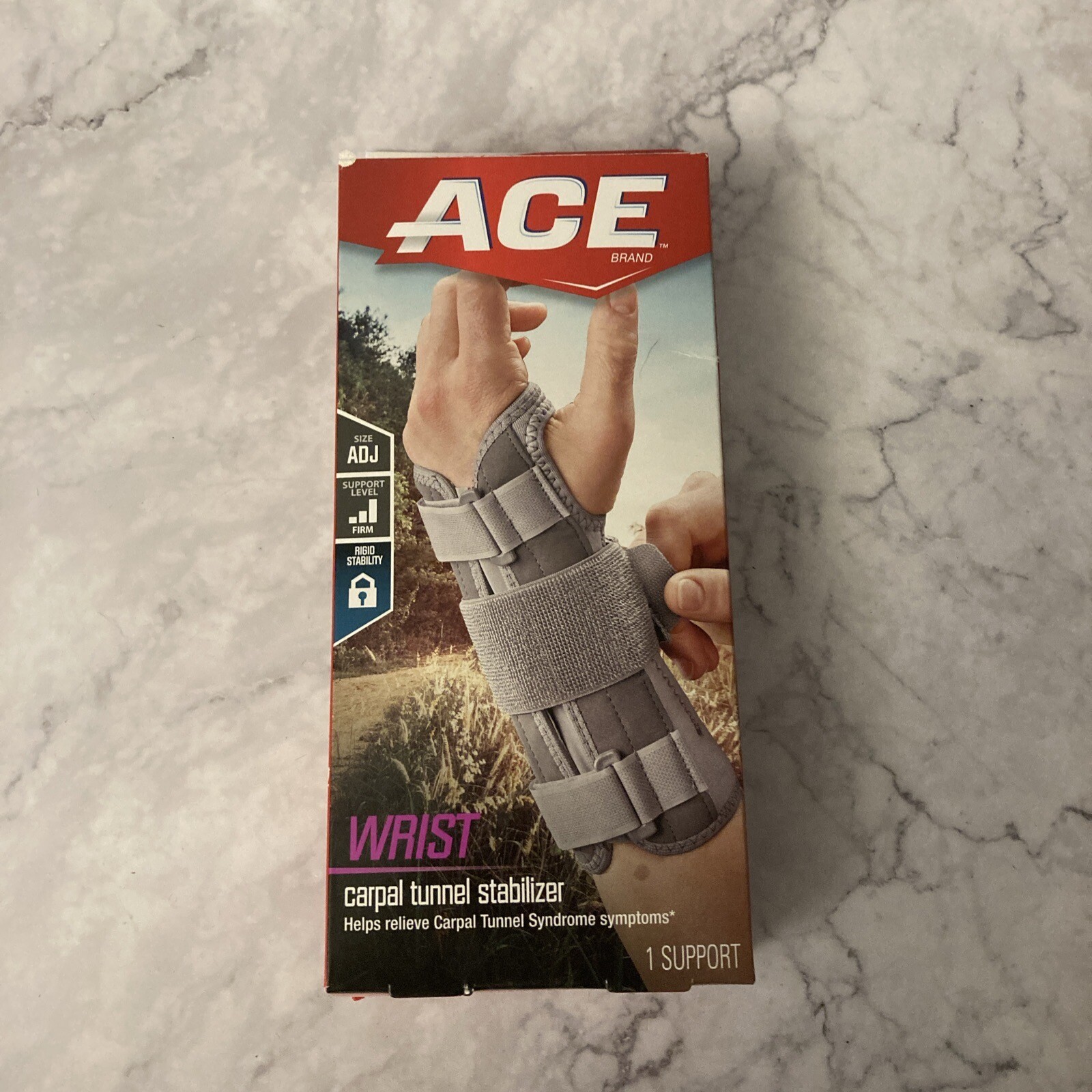 ACE Deluxe Wrist Carpal Tunnel Stabilizer Left Hand 1 Support Grey