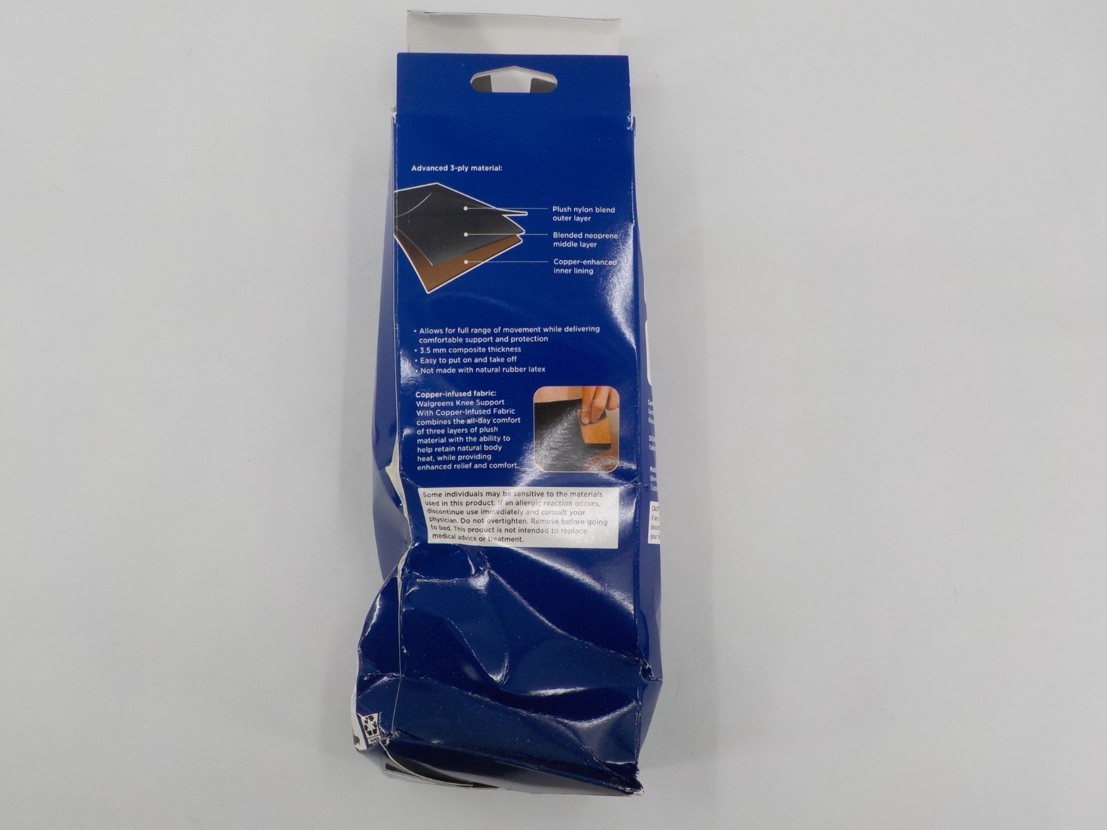 WALGREENS KNEE SUPPORT COPPER-INFUSED FABRIC FITS LEFT RIGHT ONE SIZE FITS MOST