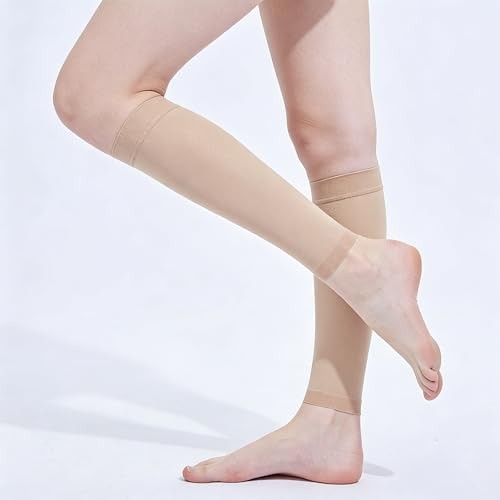 Compression Leg Sleeves Socks for Men & Women, Calf Medium-Large Beige-l