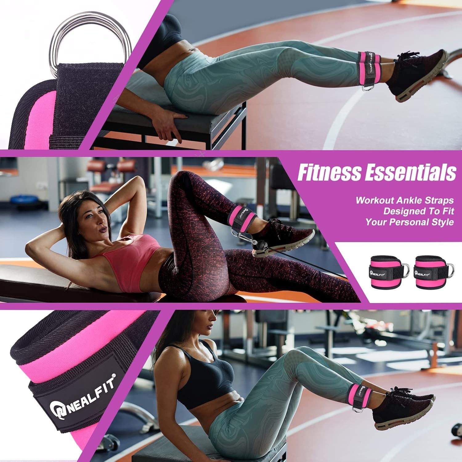 Ankle Strap for Cable Machine, Gym Ankle Cuff for Kickbacks, Leg Extensions, …