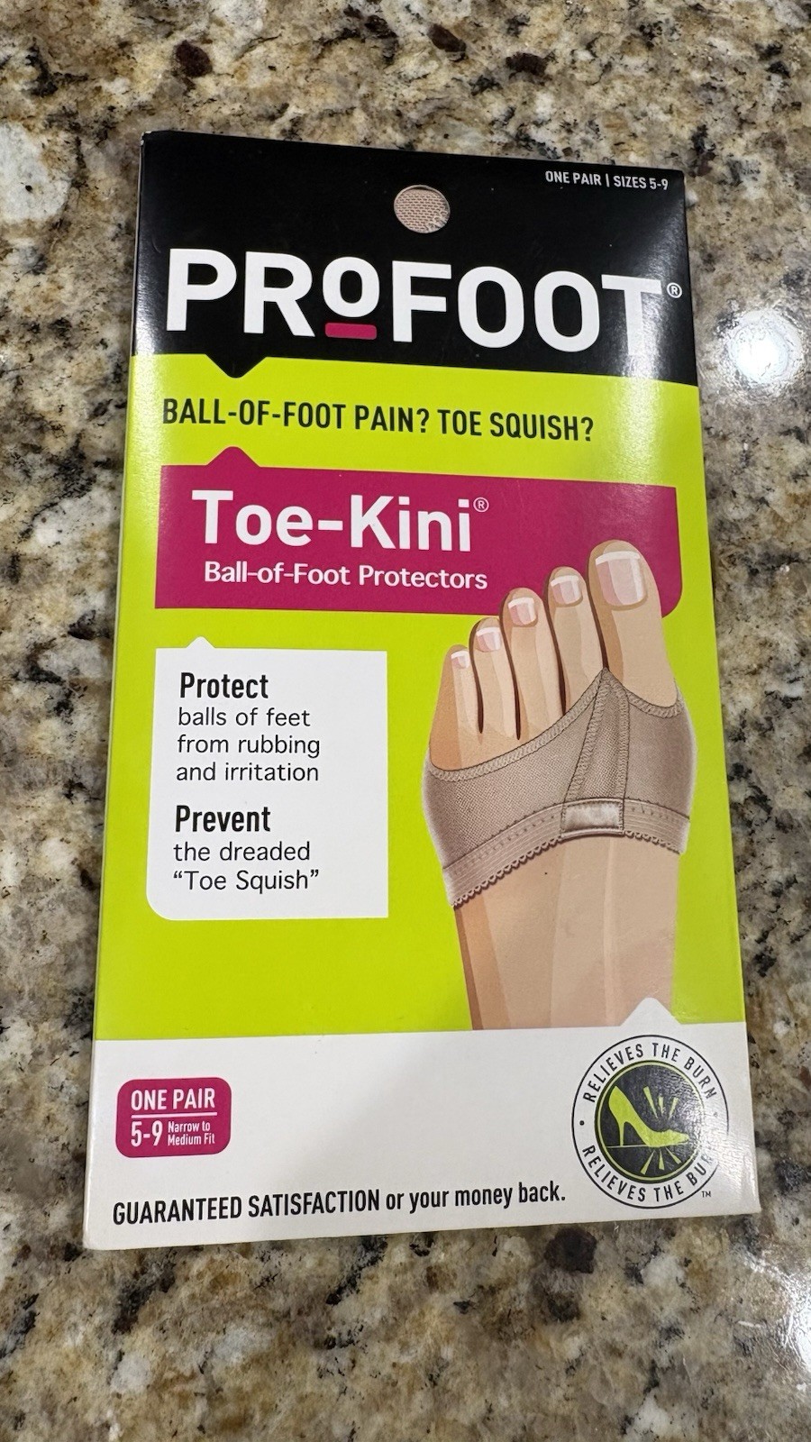 PROFOOT TOE-KINI BALL OF FOOT PROTECTORS 1 PAIR 5-9 NARROW TO MEDIUM NEW IN PACK