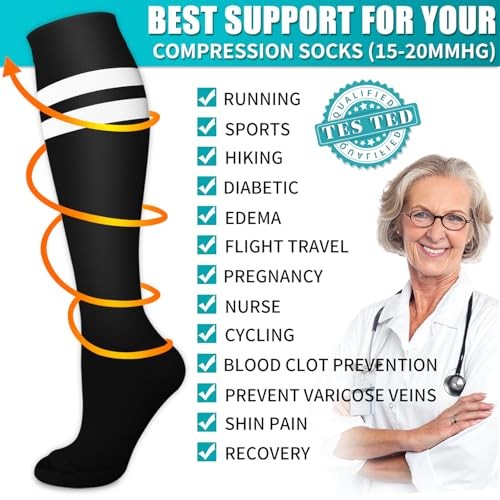 Copper Compression Socks for Small-Medium 11 Black/Green/White/Blue/Pink/Gray