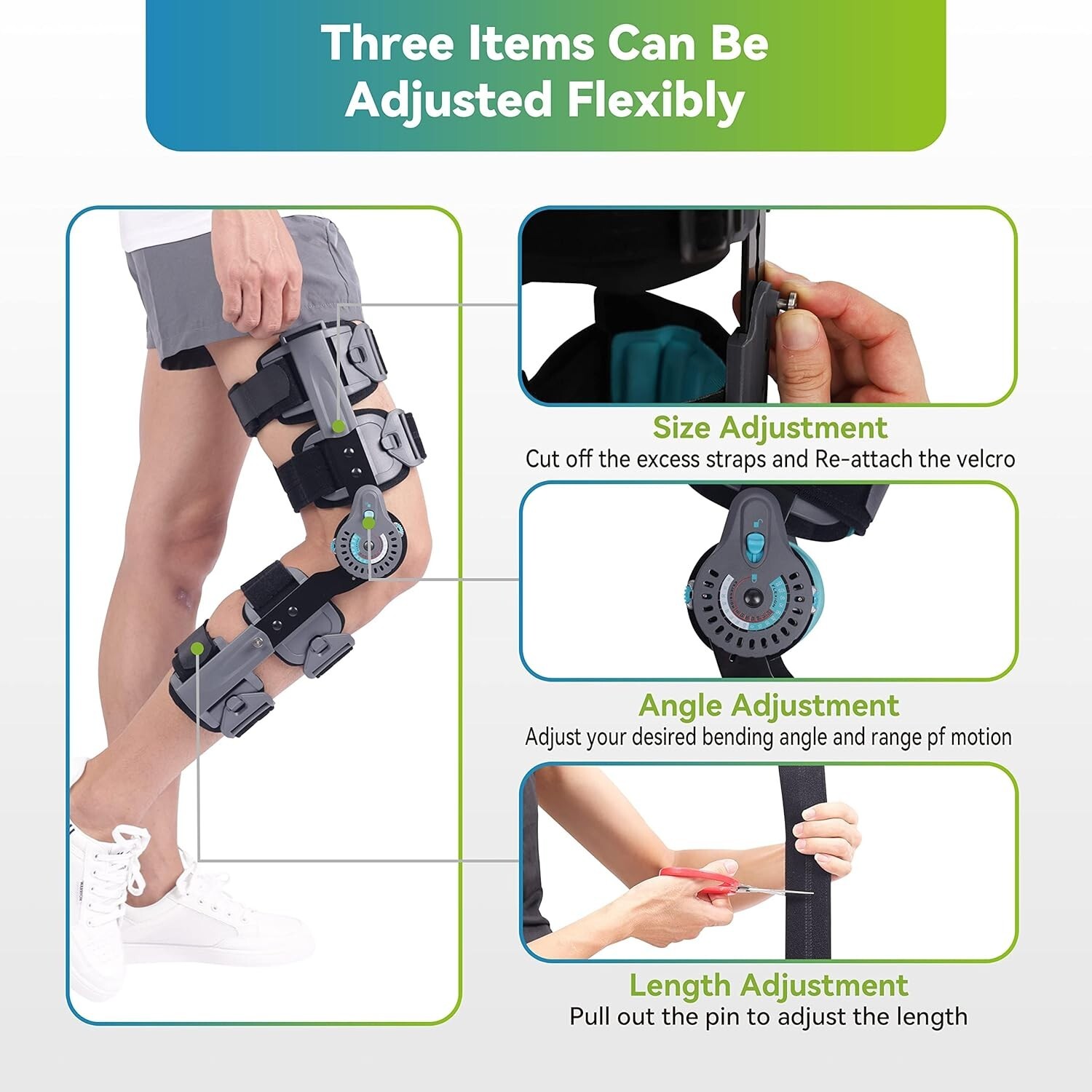 Komzer Hinged Post-Op ROM Knee Brace Universal Left or Right One Size Fits Most!
