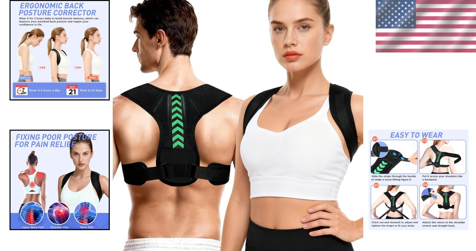 Invisible Posture Correction Back Brace for Upper Spine Support – Adjustable Fit