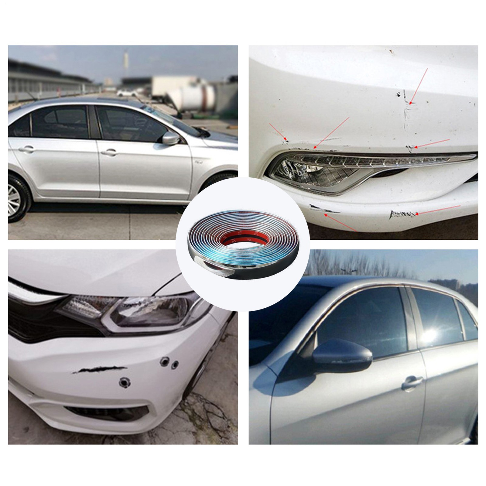 Durable Silver Car Chrome Styling Decor Moulding Trim Strip Tape Multi-size