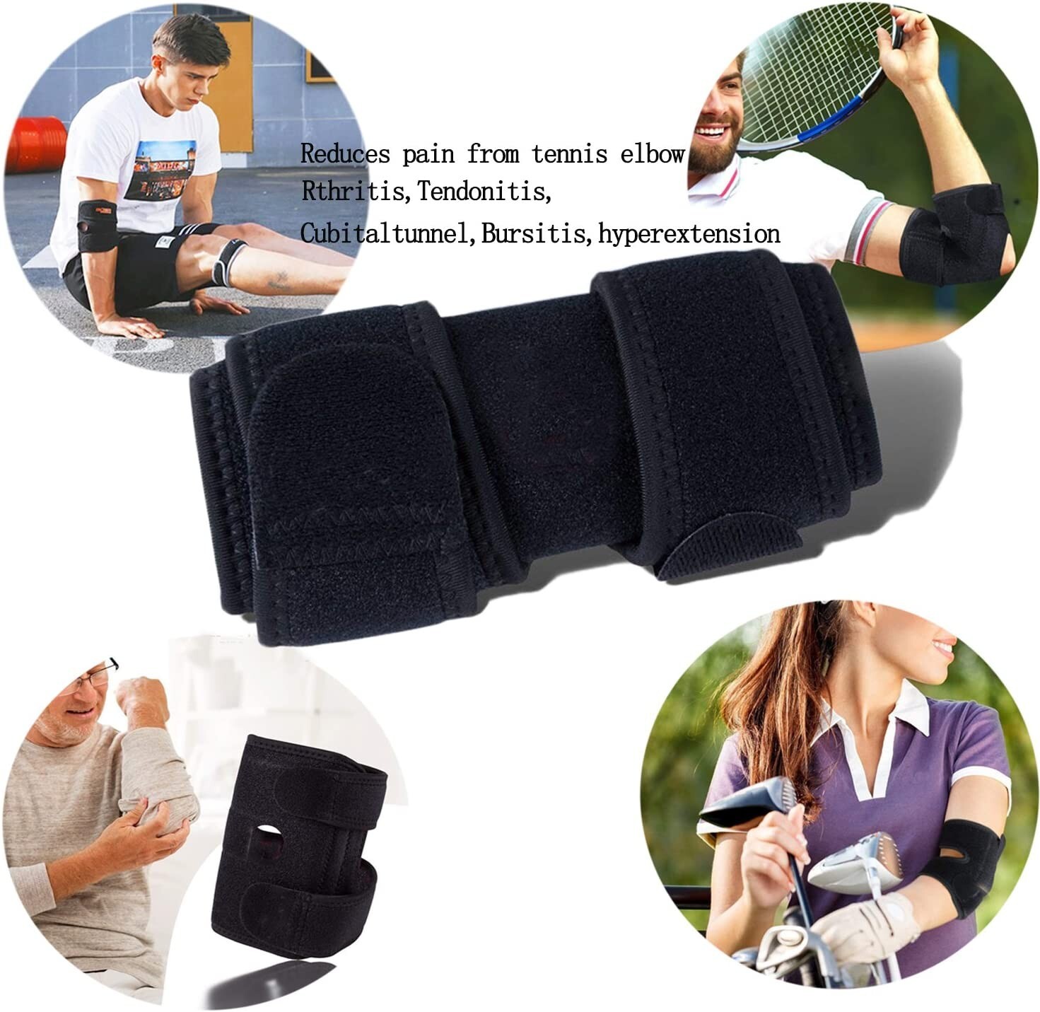 Elbow Brace Support Adjustable Tennis Elbows S/M 2 piece Yavoun