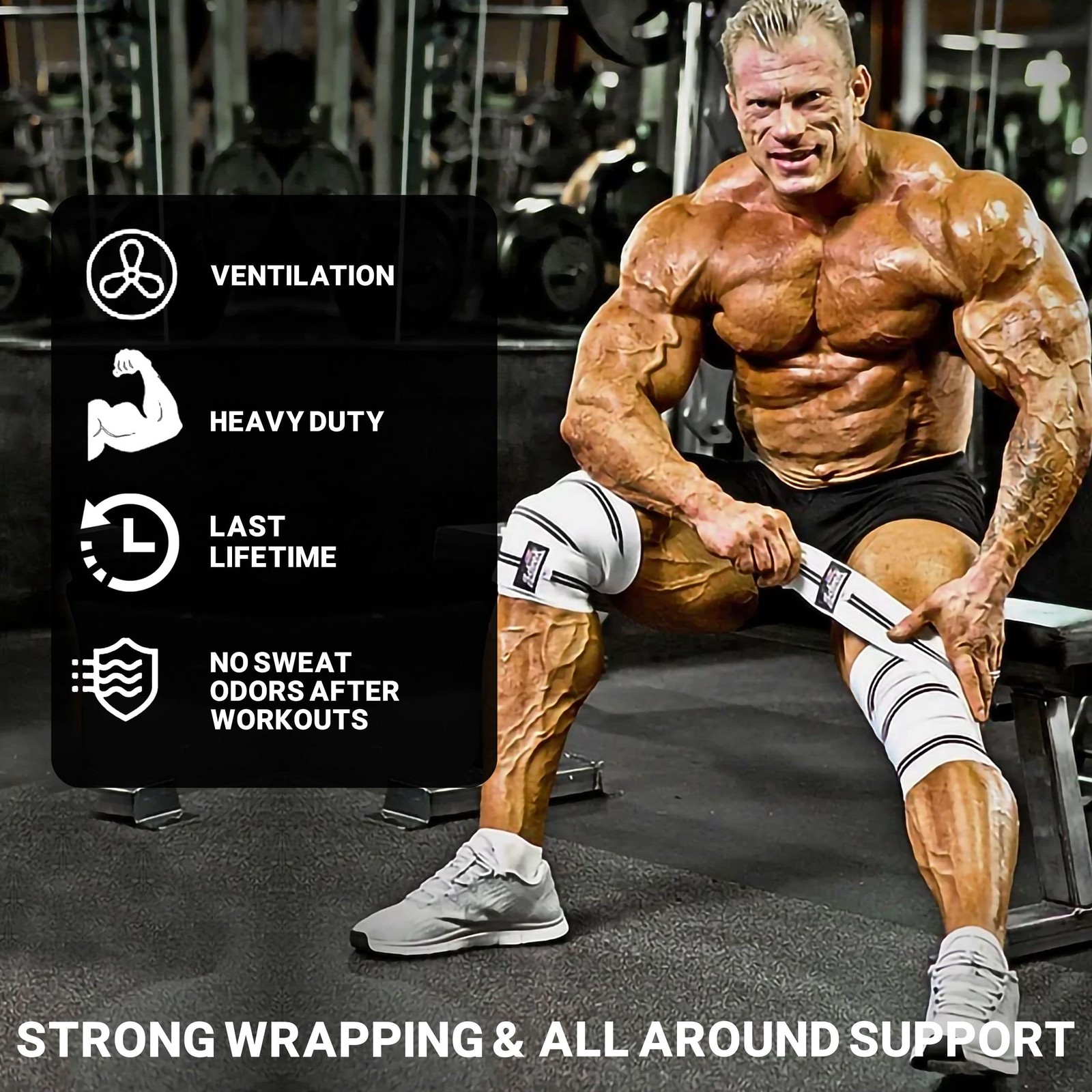 Knee Wraps 78″ Length 3″ Width – Heavy Duty Support for Weightlifting