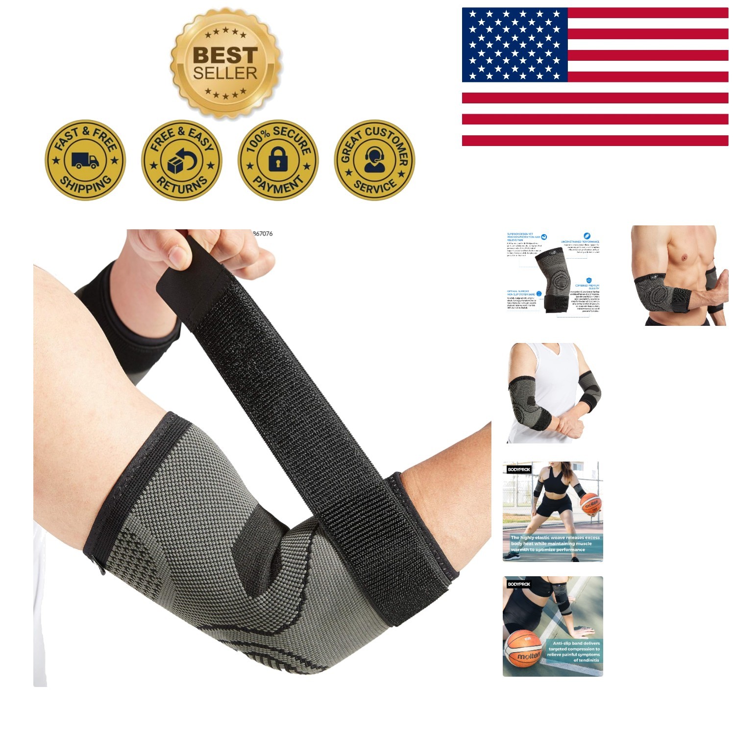 Lightweight Elbow Sleeves – 2 Pack with Wicking and Non-Slip Design