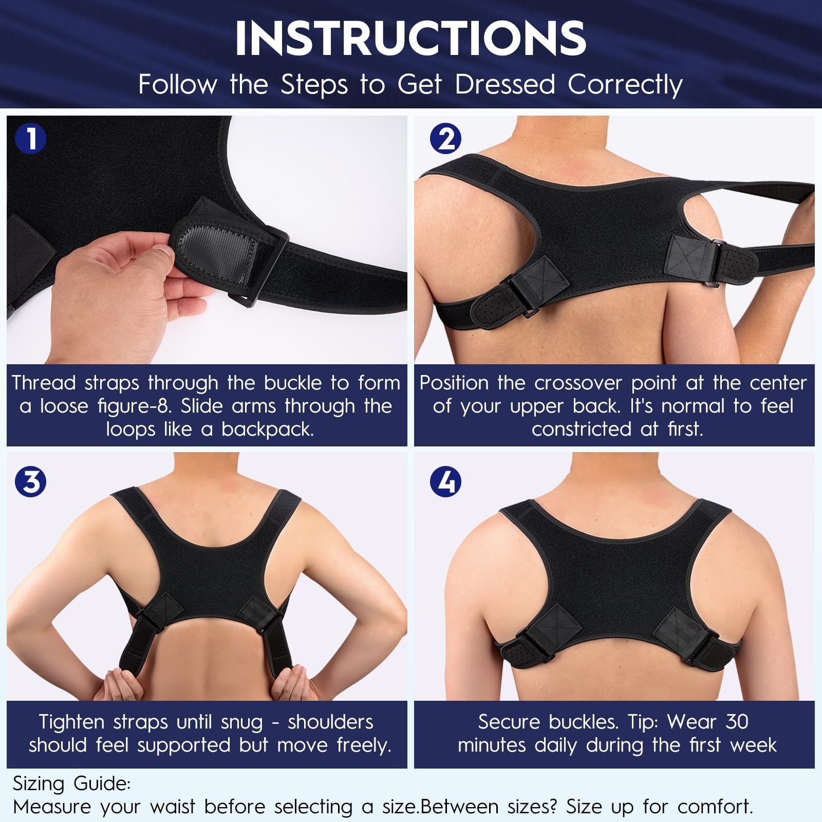 Aokyoo Back Brace Posture Corrector for Men – P0328001 One Size, Black
