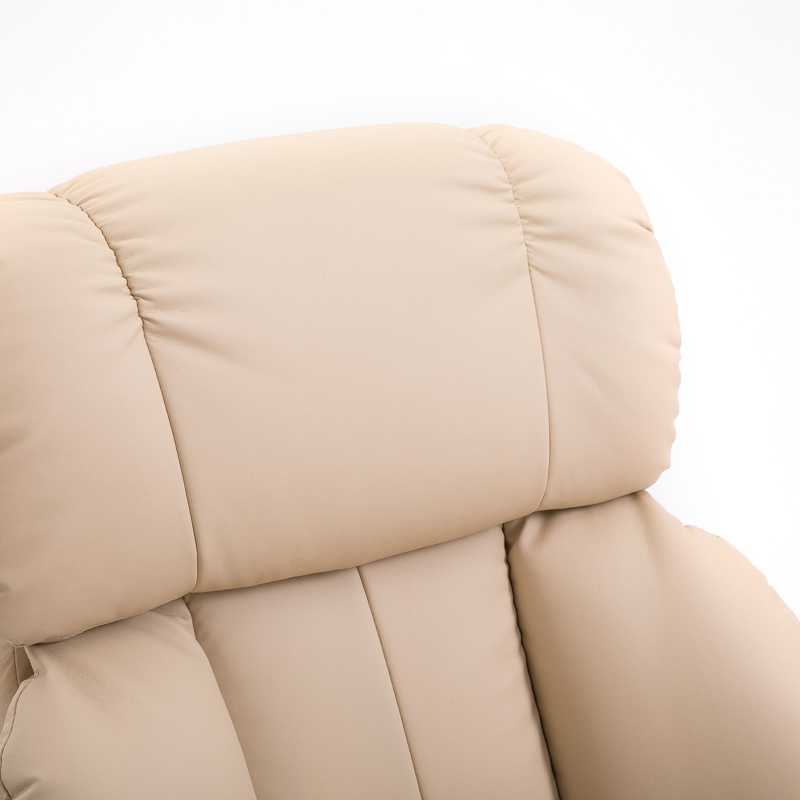 Beige Massage Recliner Chair with Ottoman, 10 – Point Vibrating Heat Function
