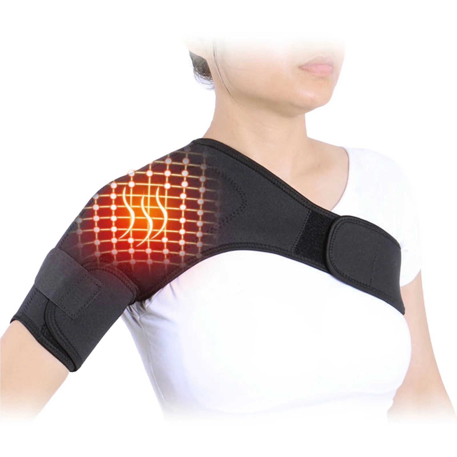 Self Heating Shoulder Brace Wrap Adjustable Rotator Cuff Pain Relief