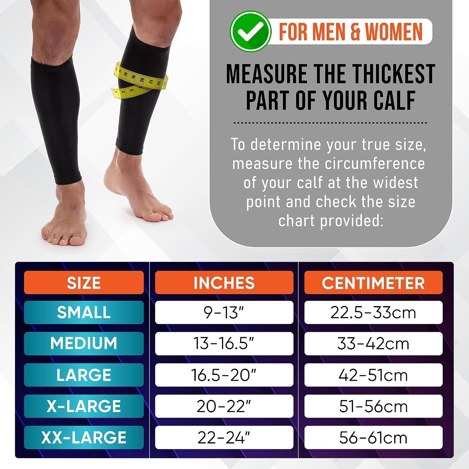 Calf Compression Sleeves for Men and Women – (1 Pair) Footless Compression Socks