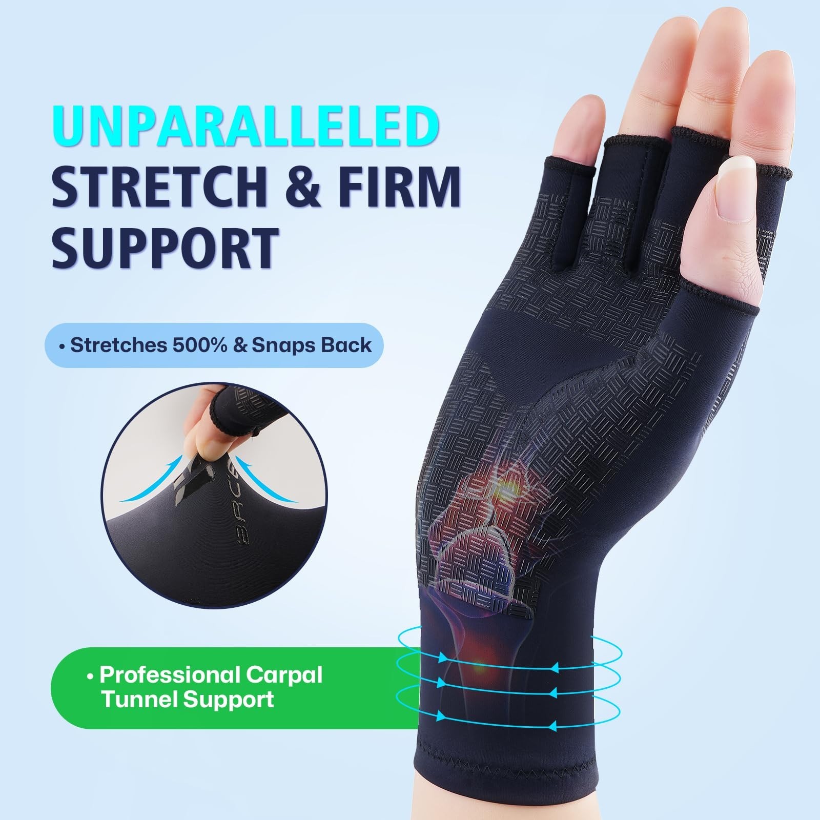 Extra Firm Compression Arthritis Gloves for Pain Relief – Fingerless Support for
