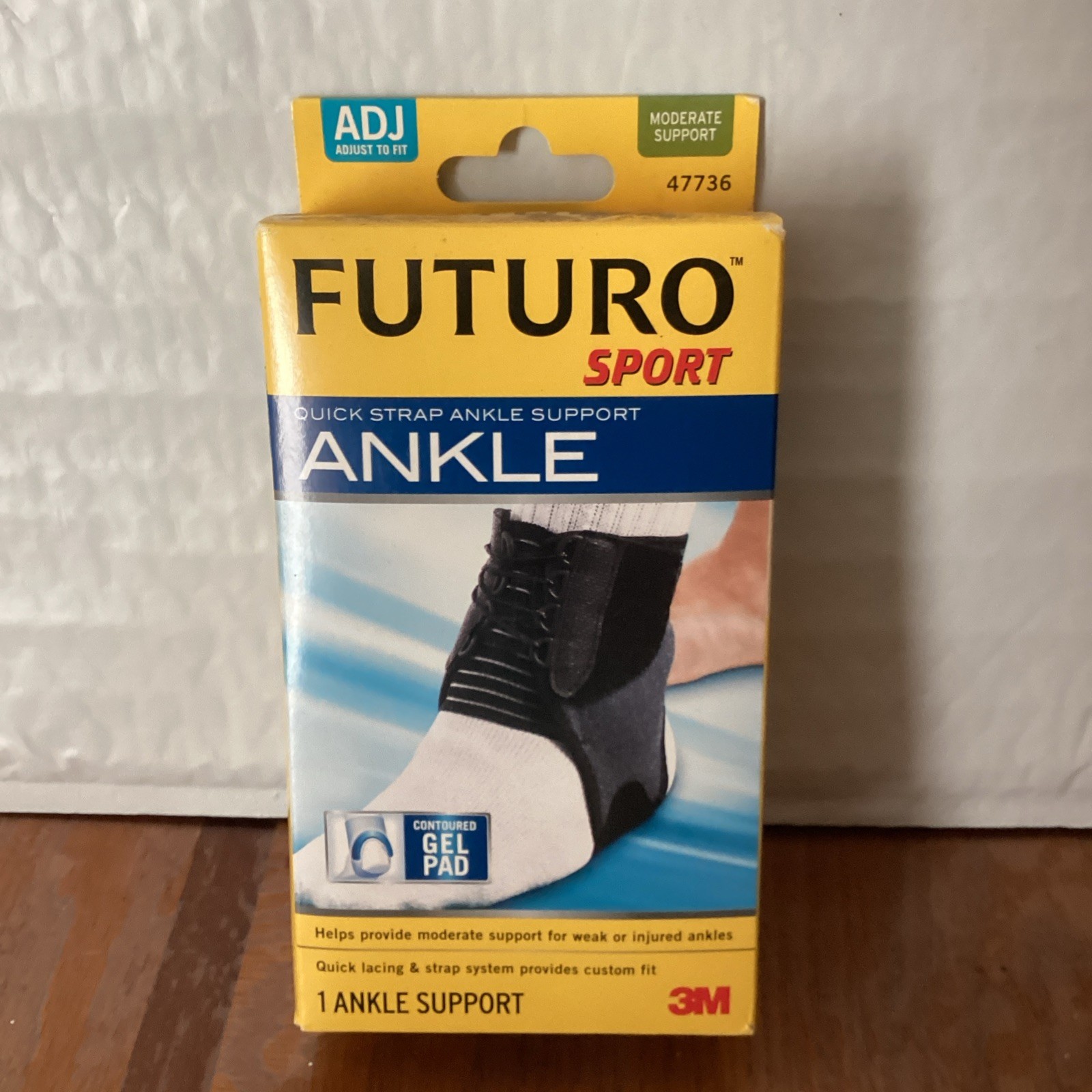 Futuro Sport Quick Strap Ankle Support Adjustable Contoured Gel Pad