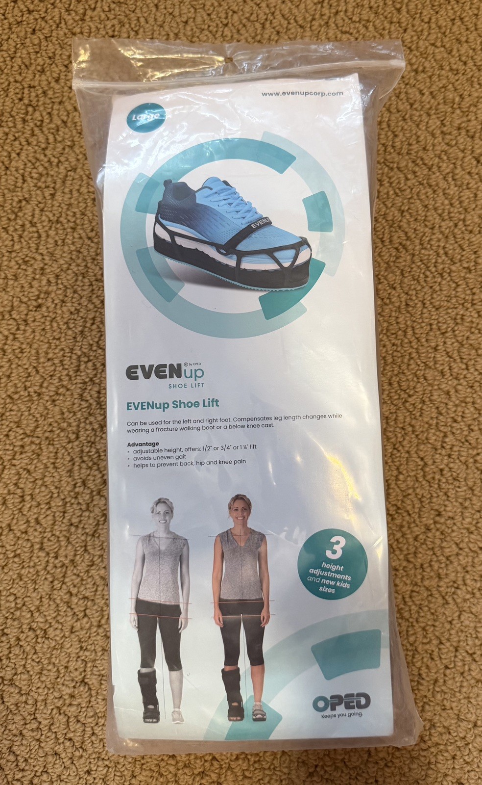 EvenUp Shoe Lift Balancer Foot Level Sz Large Mens 11-13 Womens 11.5-13.5 NEW