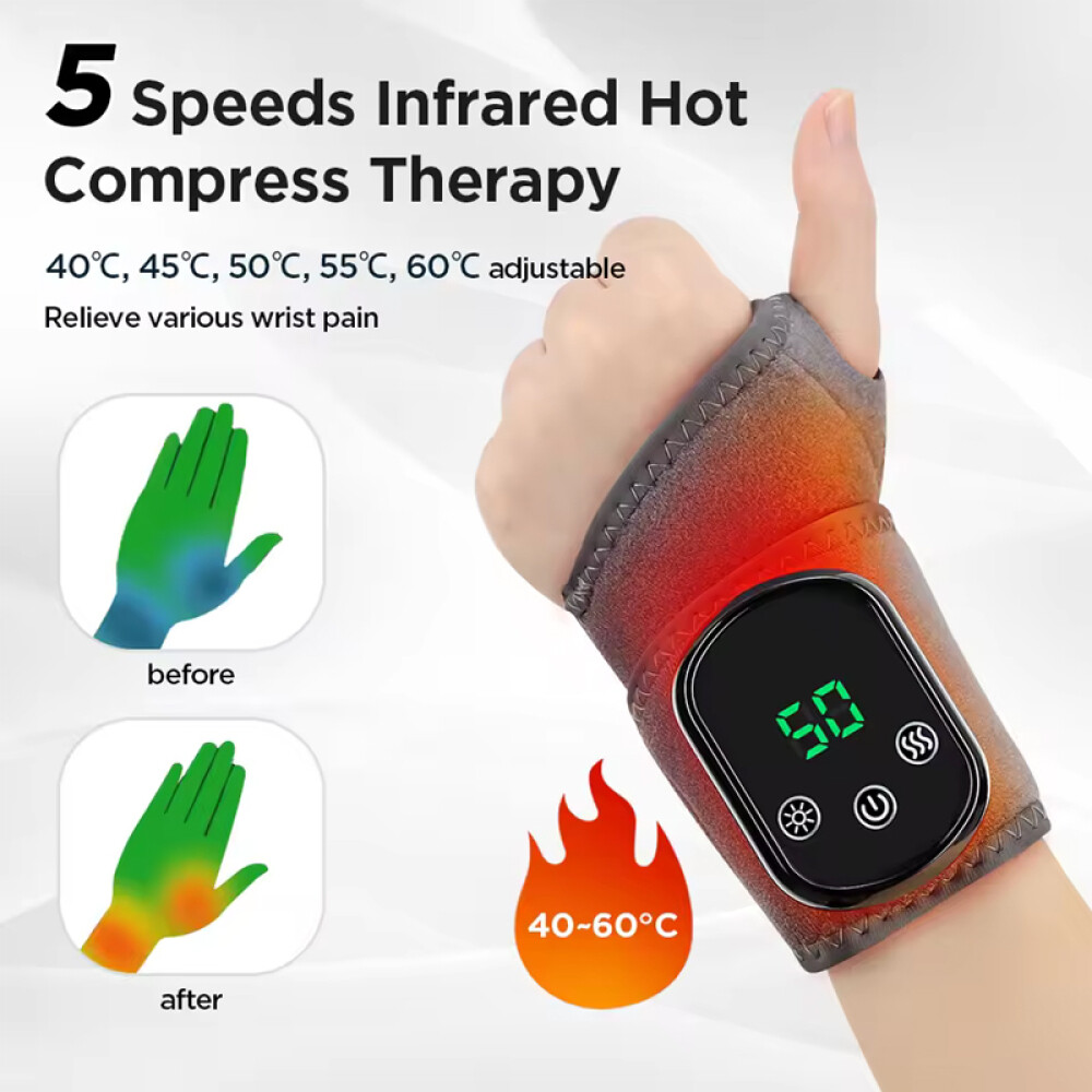 Electric Infrared Heated Wrist Wrap Brace Hand Massage Vibration for Pain Relief