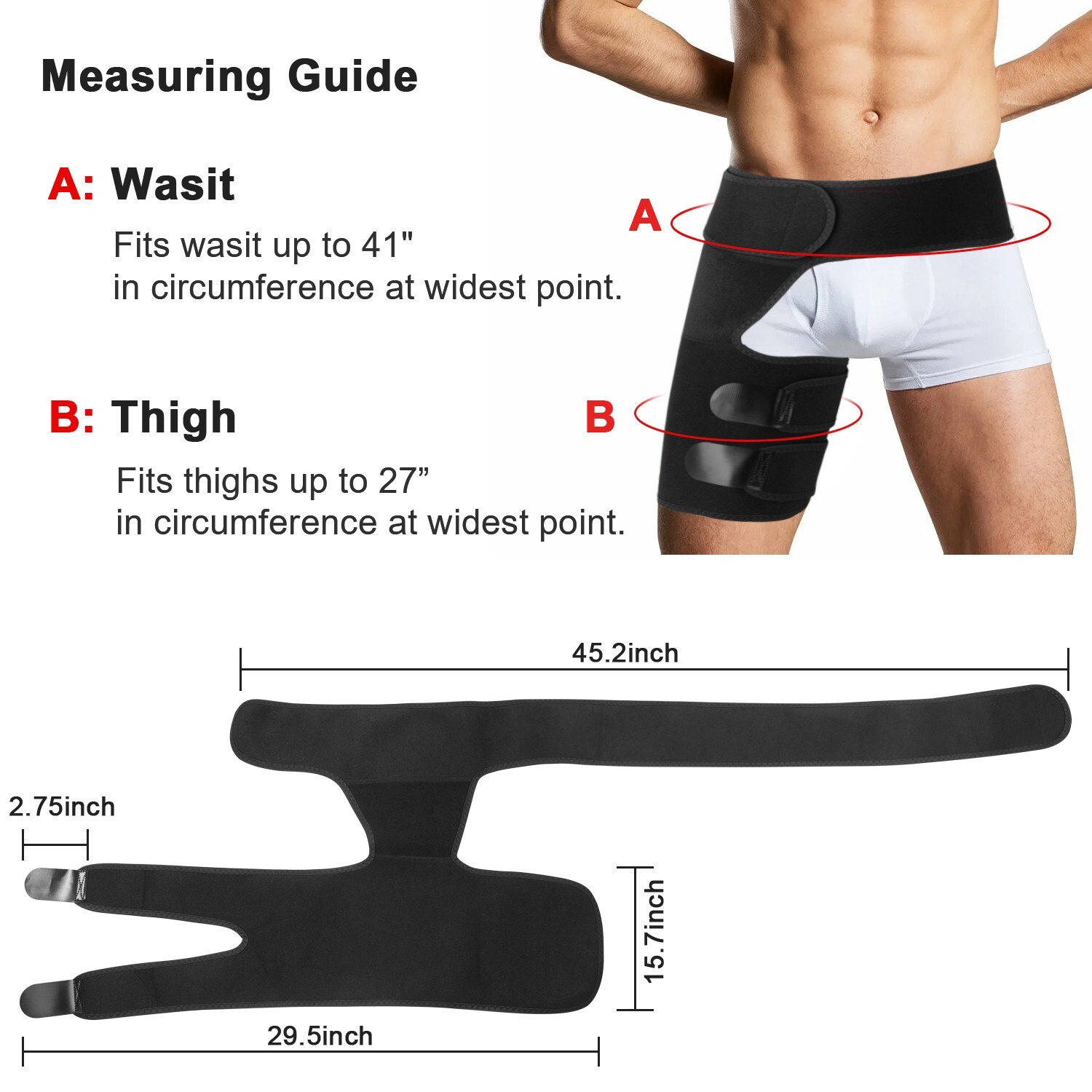 Pain Relief Leg Hip Wrap Thigh Support Brace For Groin Hamstring Injury Sprains