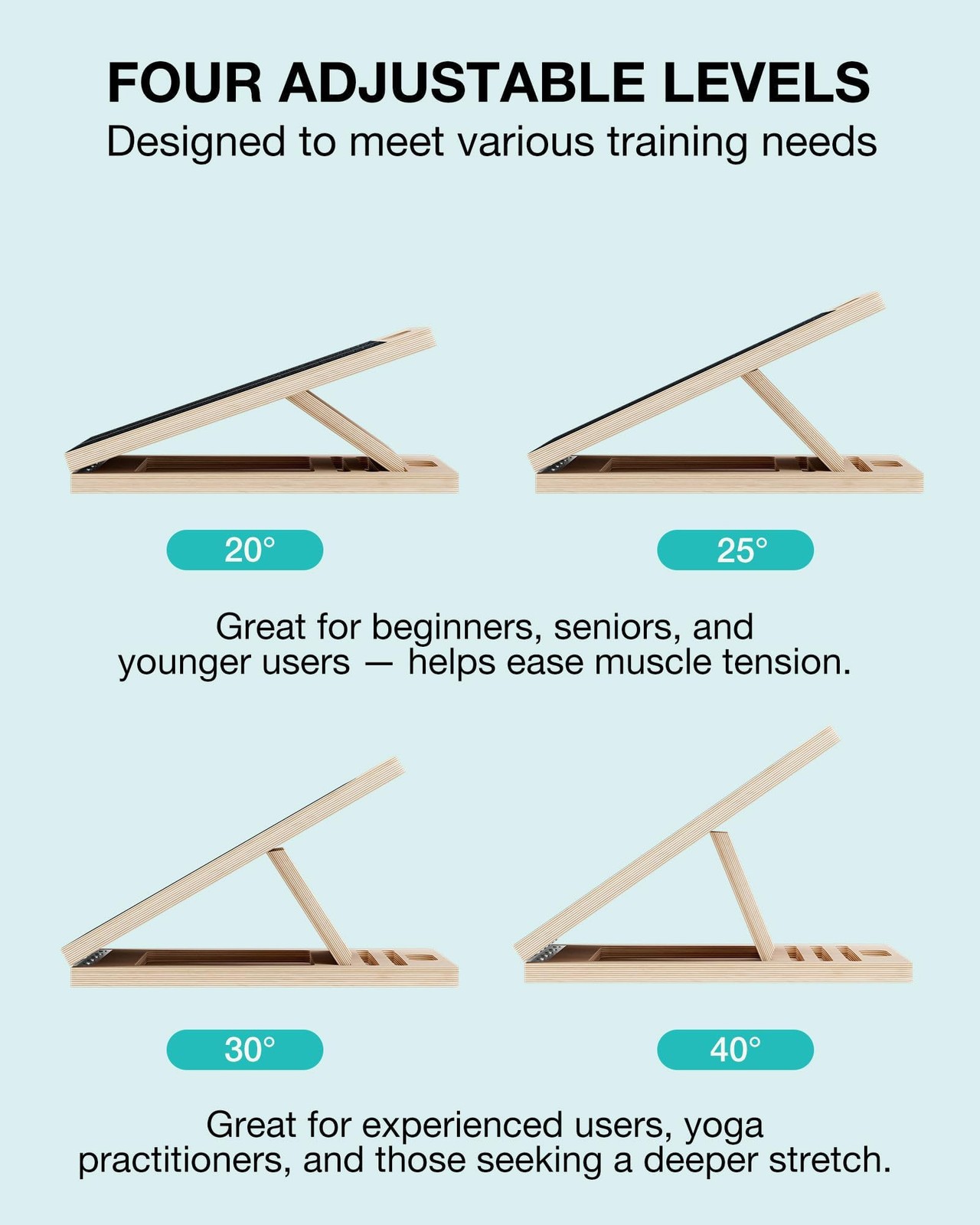 Slant Board for Calf-Stretching – Adjustable Wooden Incline Wedge for Squats …