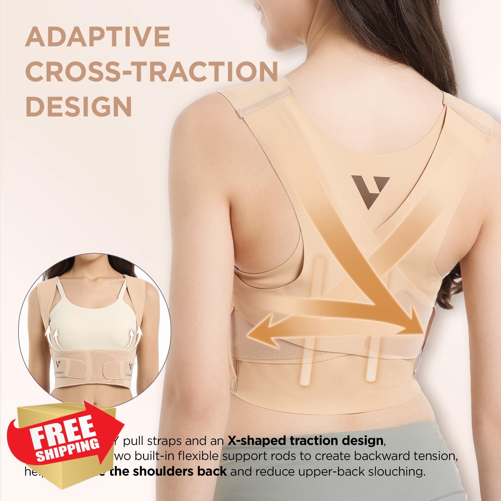 Vicorrect Beige Small Posture Corrector Back Support