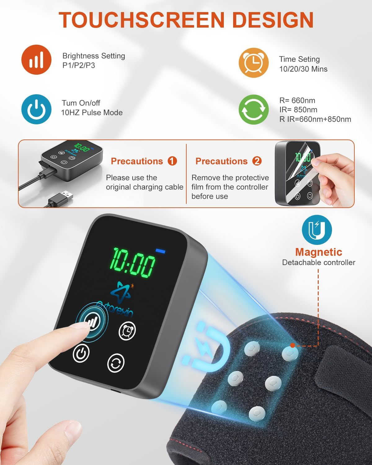 Red Light Therapy Knee Brace Wireless Rechargeable with Pulse & Heating Modes, 6