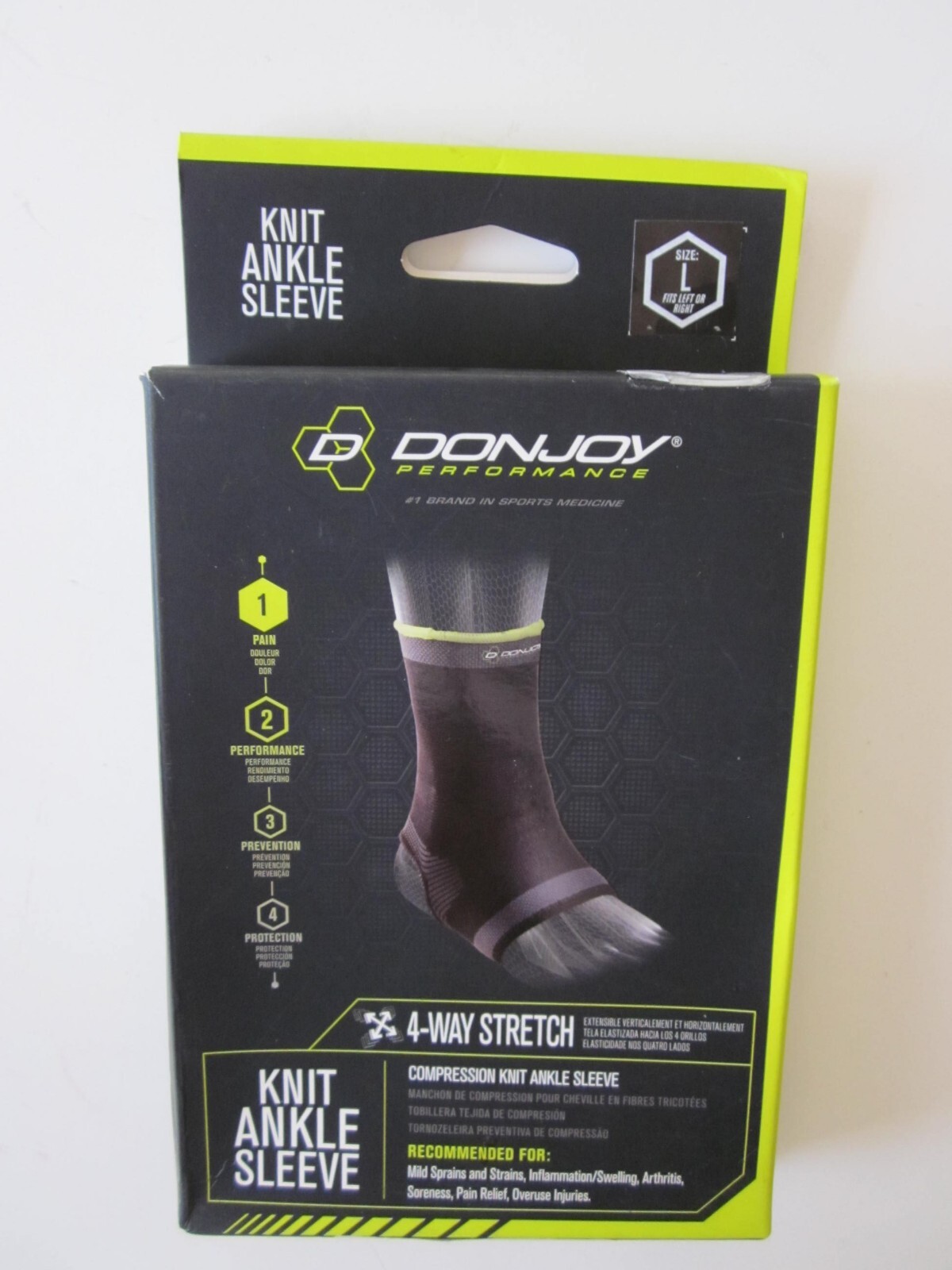 DonJoy Performance Knit Ankle Sleeve Lightweight Ideal for Mild Ankle Sprains L