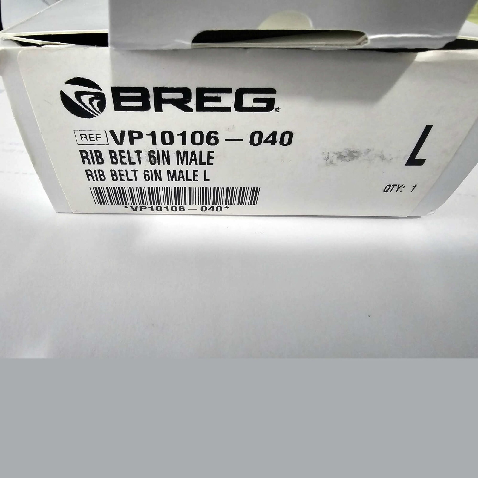 VP10106-040 Rib Belt Large Hook & Loop 48/64 In Waist Circ. 6 In Height Adult