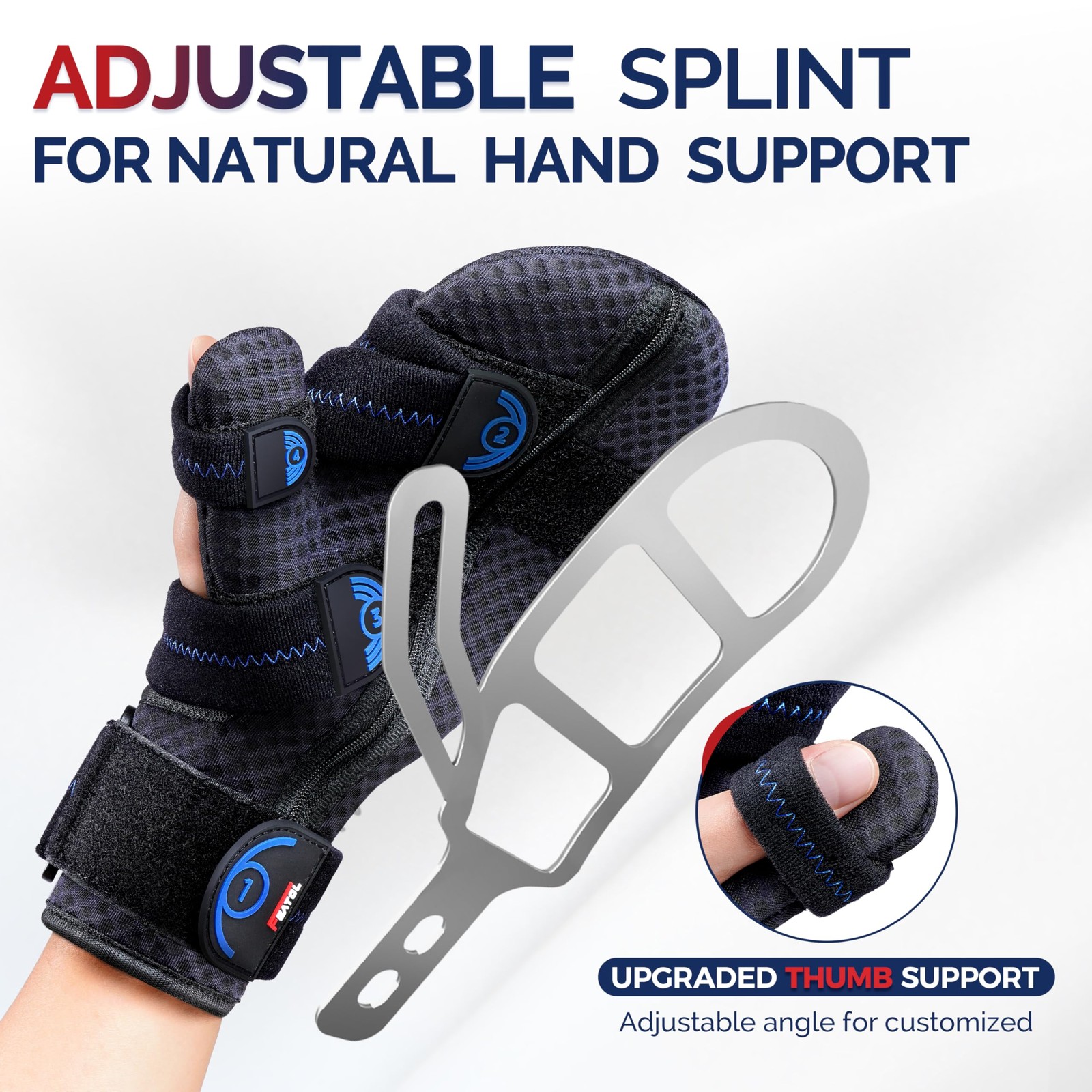 FEATOL Resting Hand Splint with Thumb Support for Men and Small/Medium, Black