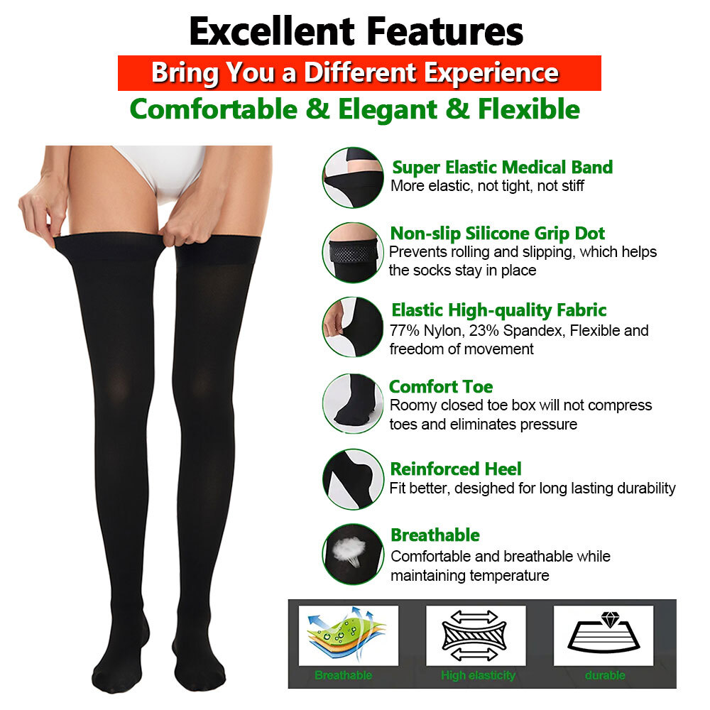 Thigh High Stockings Compression Socks Closed Toe Stocking Reduce Varicose Veins