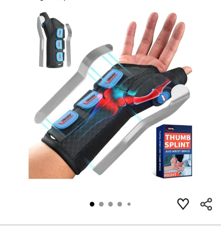 FEATOL Carpal Tunnel Wrist Brace Night Support, Thumb Spica Splint Right Hand fo