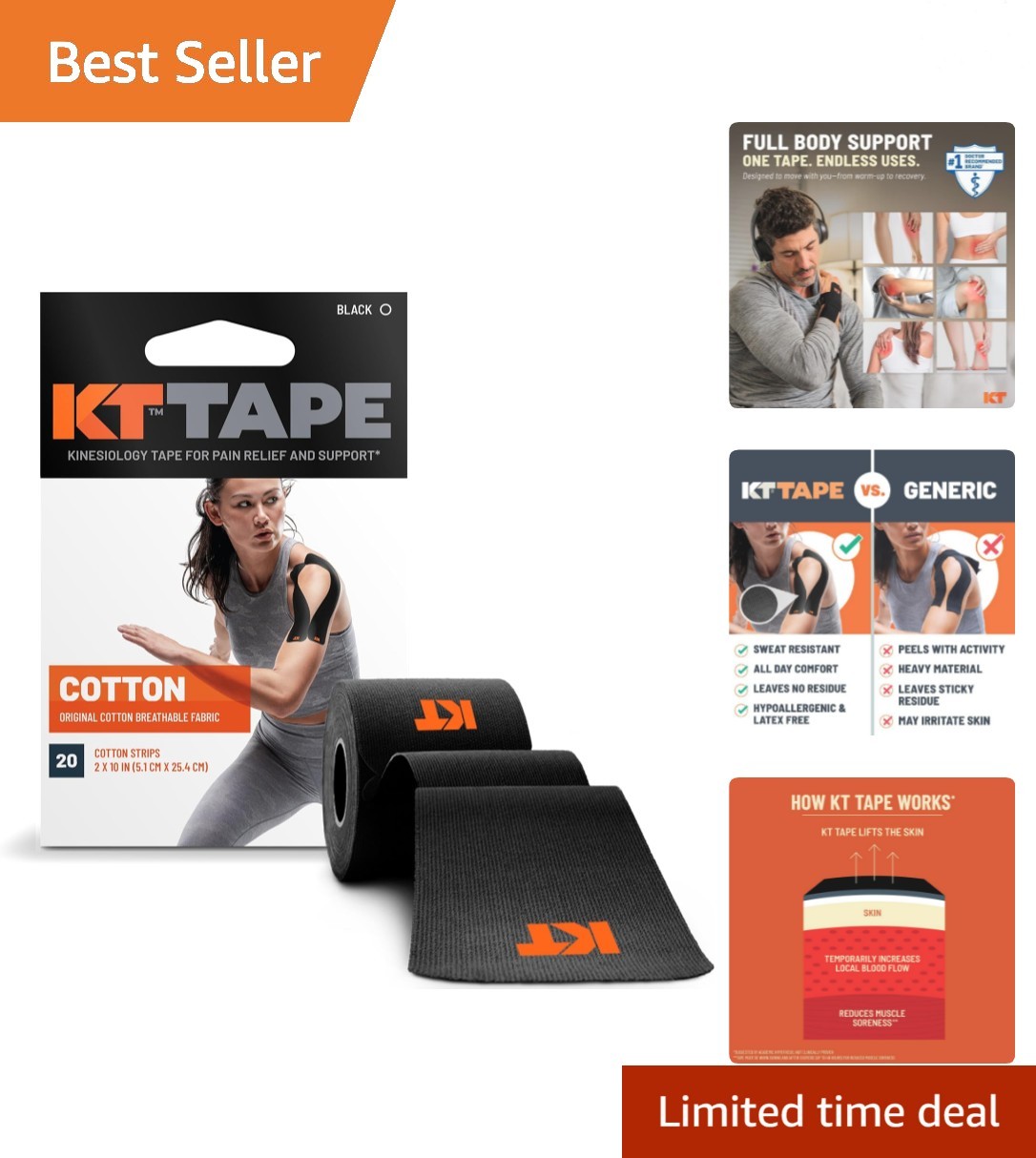 Doctor-Recommended Kinesiology Tape – 20 Precut Strips for Muscle and Joint Care