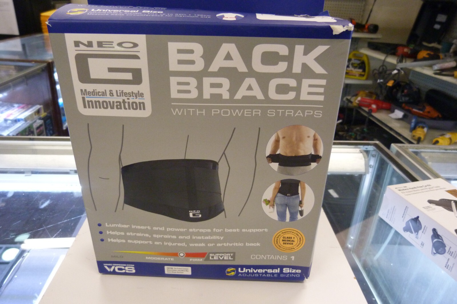 New – Neo G Back Brace With Power Straps, Universal Sizing Fits Up To 52″ Waist
