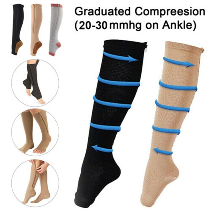 3 Pairs – Compression Socks Graduated Support Sockings Sport Open Toe 20-30mmHg