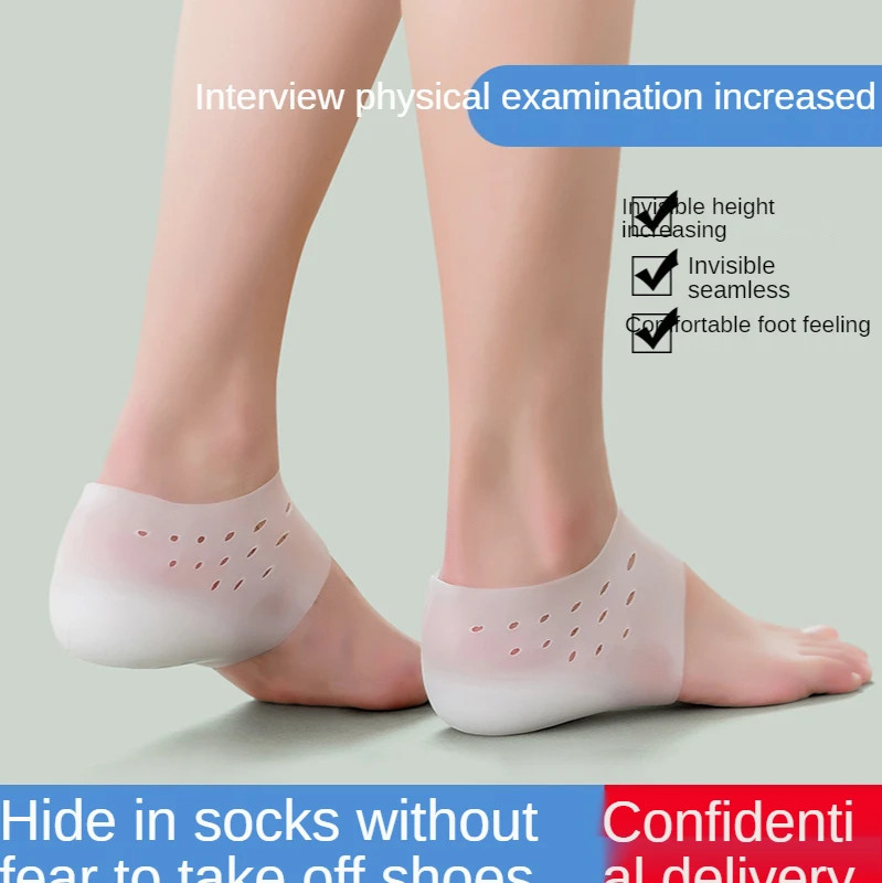 Invisible Height Increase Silicone Socks Gel Heel Pads Orthopedic Arch Support H