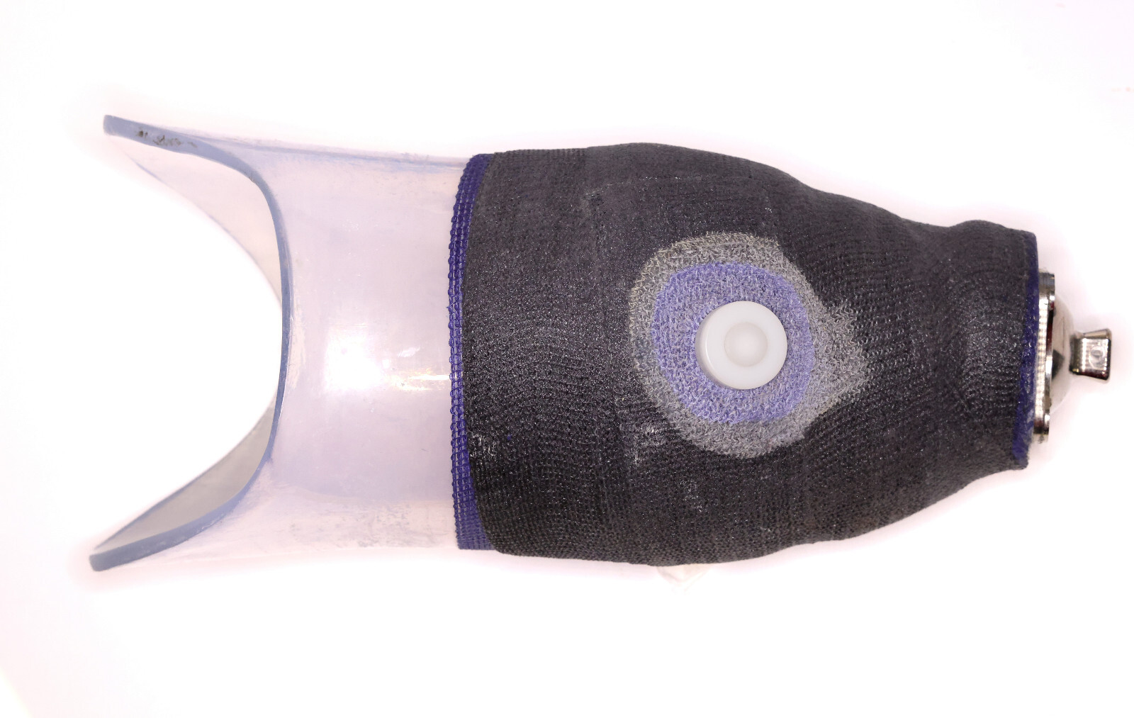 PROSTHETIC CLEAR LEG SOCKET w EXPULSION VALVE & MOUNTING PYRAMIDAL BASE H=12.5″