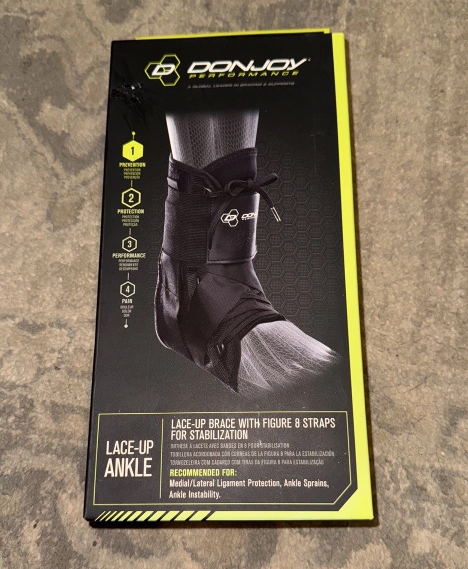 New Donjoy Right Or Left Lace Up Ankle Brace Sz Medium 12”-13” Stabilization