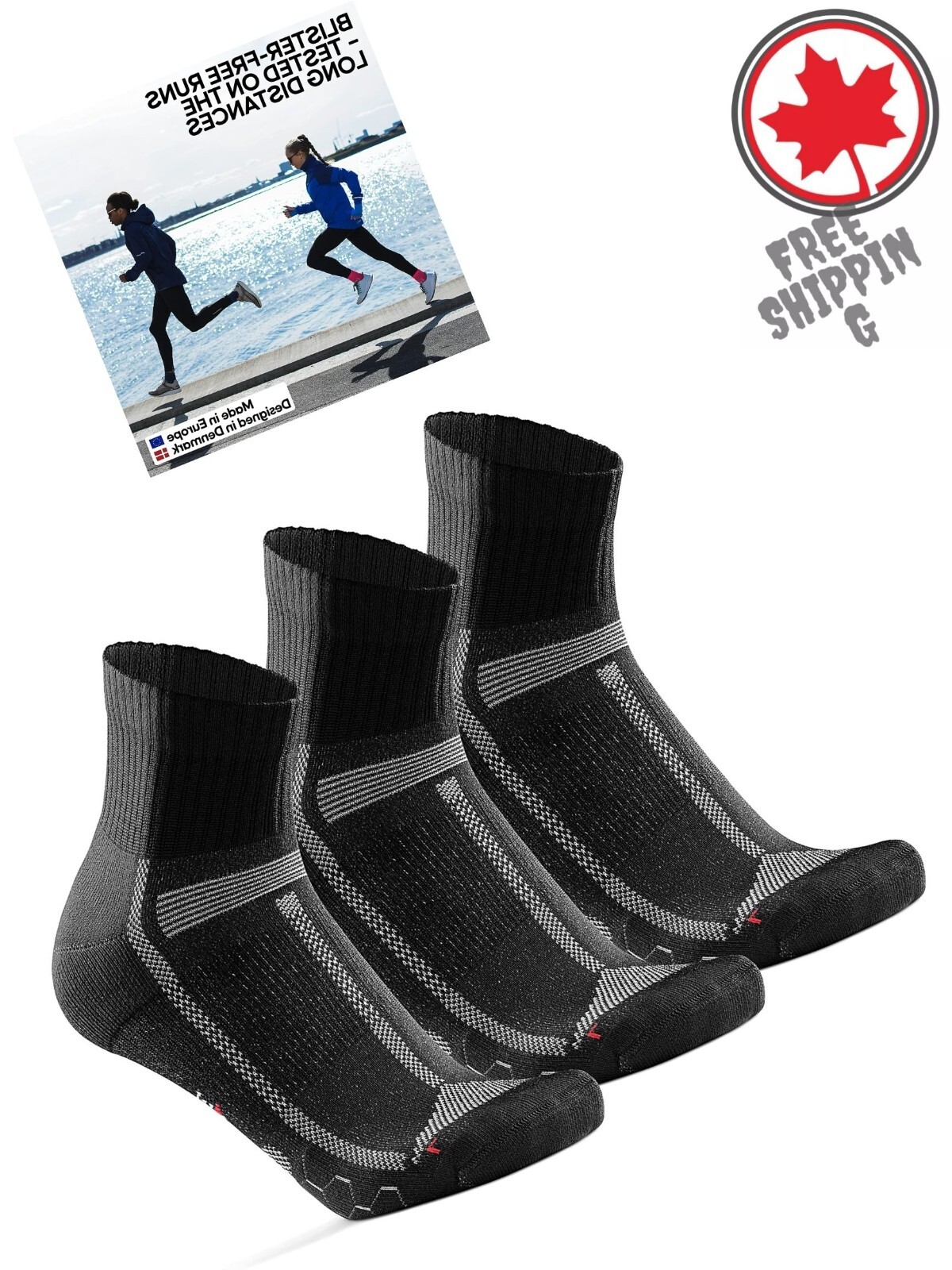 Anti Blister Arch Support Cushioned Running Socks For Long Distances 3Pcs Unisex