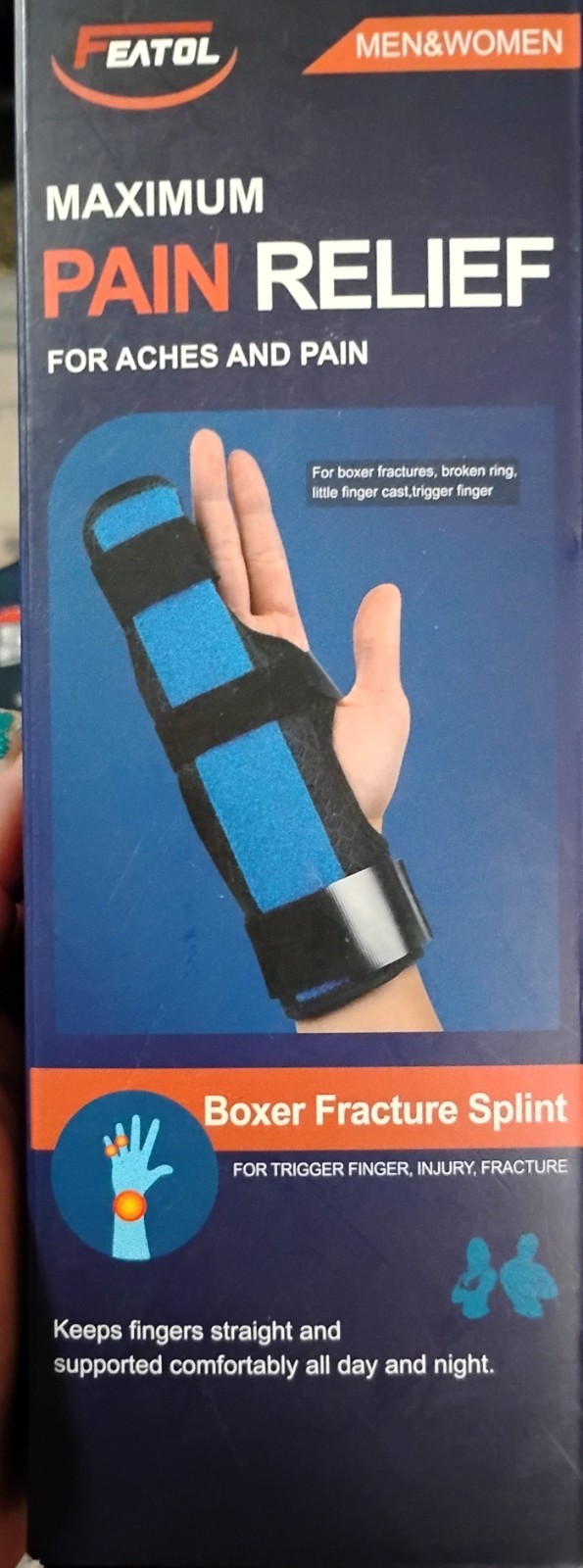 Featol Maximum Pain Relief For Aches And Pain Boxer Fracture Splint SM LEFT HAND