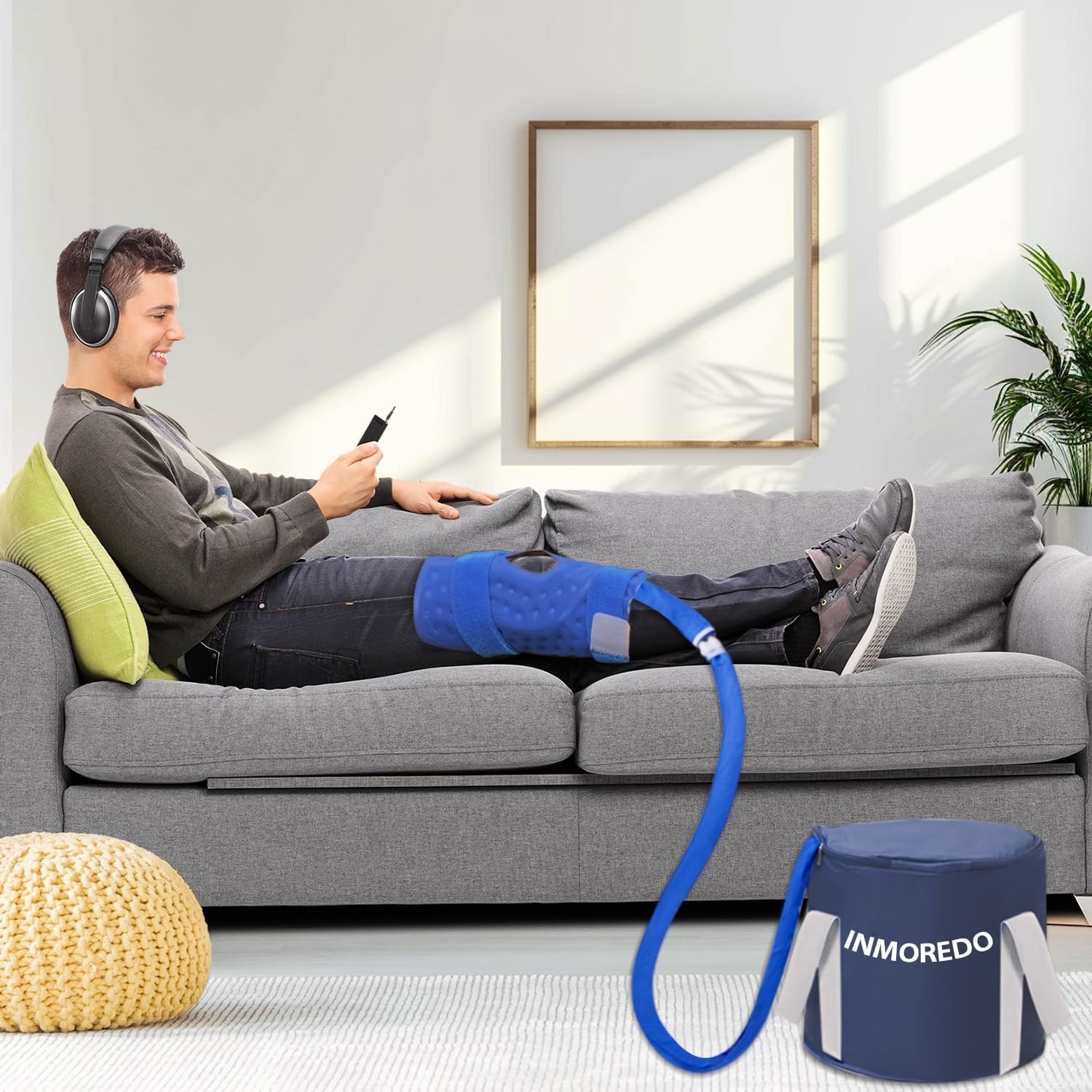 Portable Knee Ice Therapy Machine with Quiet Pump & Compression Pad