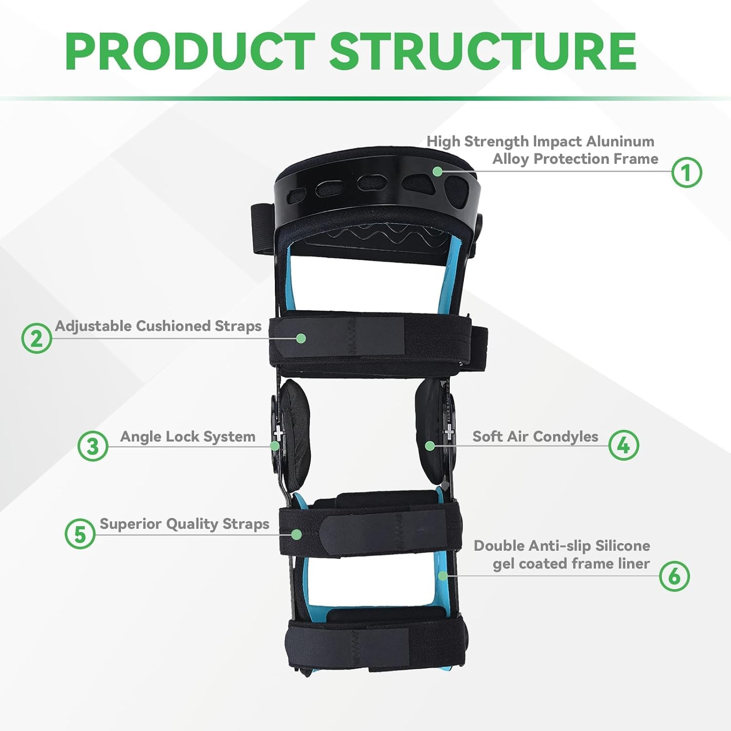 Adjustable Hinged Knee Brace for ACL MCL PCL Sports Injuries – XL Left