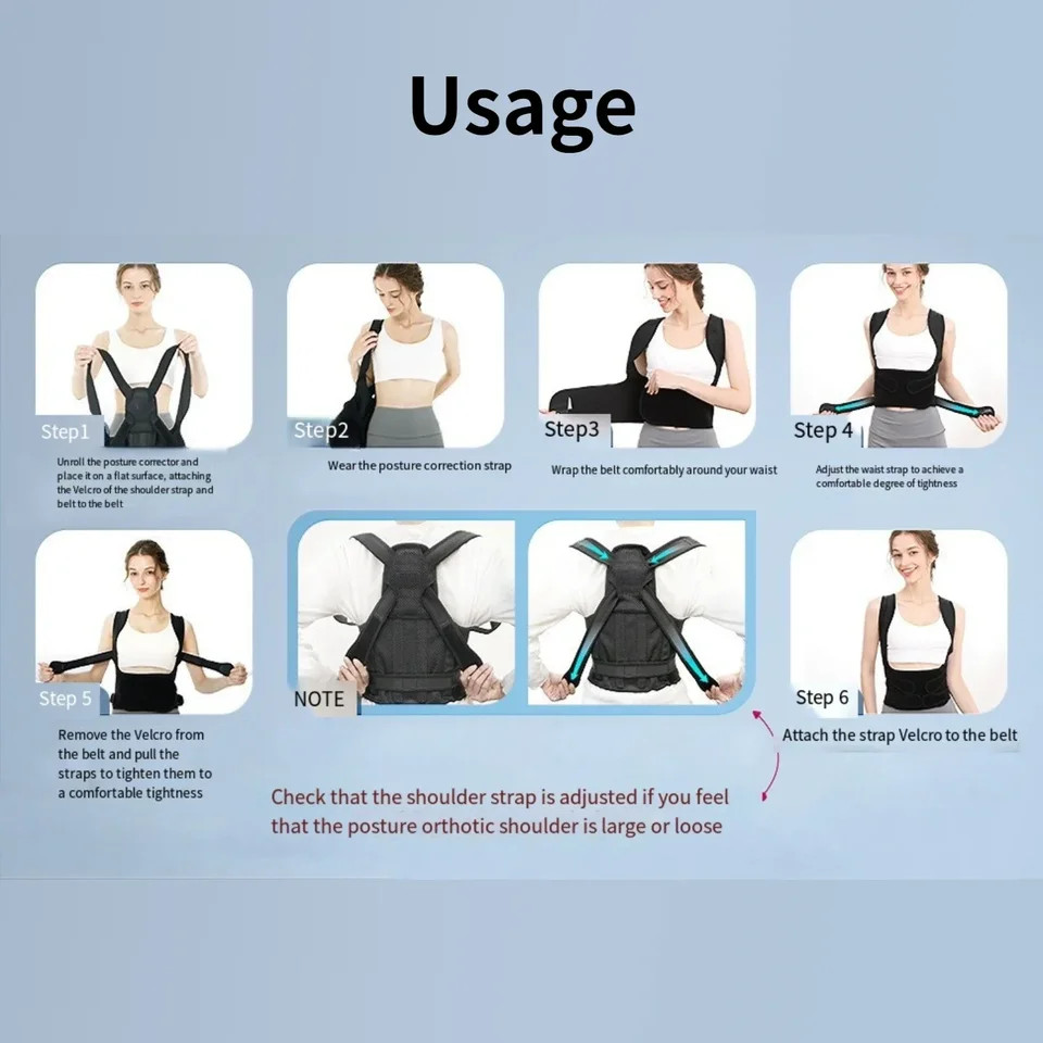 Adjustable Posture Corrector Brace Spine Support Men and Women Upper Back Use
