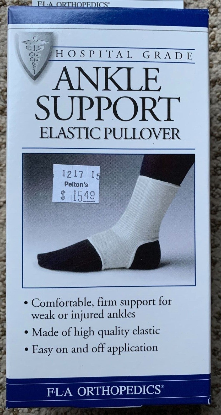 FLA ORTHOPEDIC HOSPITAL GRADE ANKLE SUPPORT ELASTIC PULLOVER SIZE SMALL S
